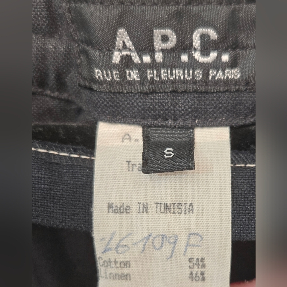 A.P.C. Black Cotton Linen Gathered Peasant Top Size Small - Picture 4 of 11